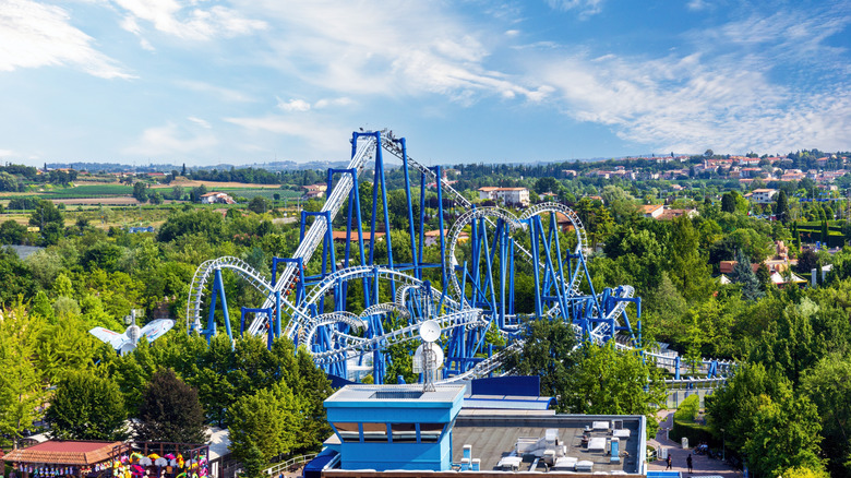 Blue Tornado roller coaster at Gardaland in Italy