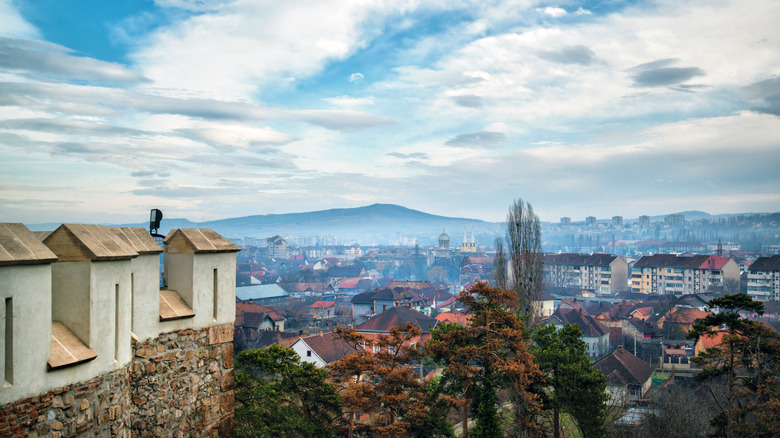 A- view of Hunedoara on a misty morning