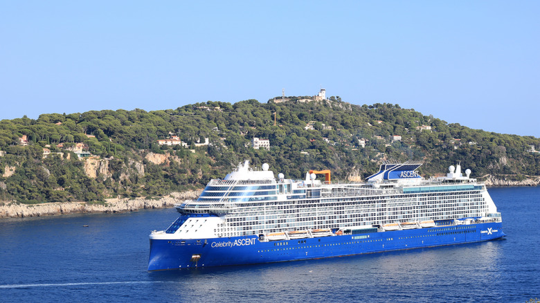 Cruise ship by Villefranche-sur-Mer, France, near Nice