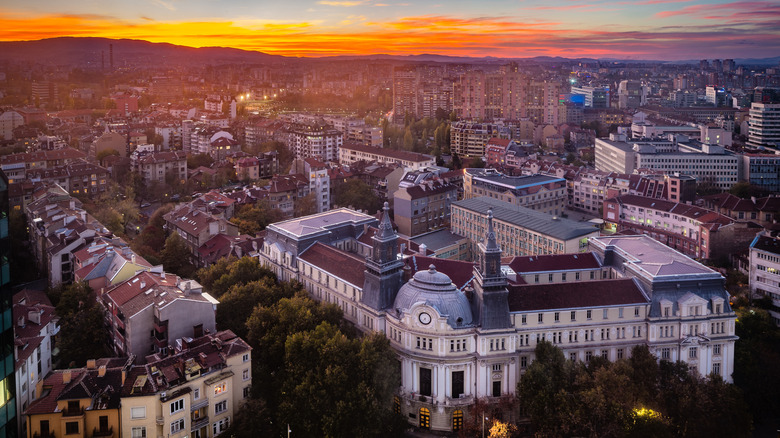 Panoramic view over Sofia, Bulgaria