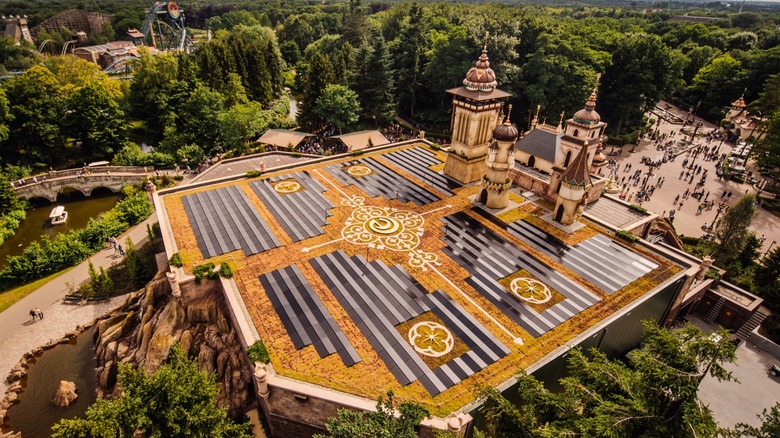 Aerial view of the Symbolica palace in Efteling theme park in the Netherlands during the day