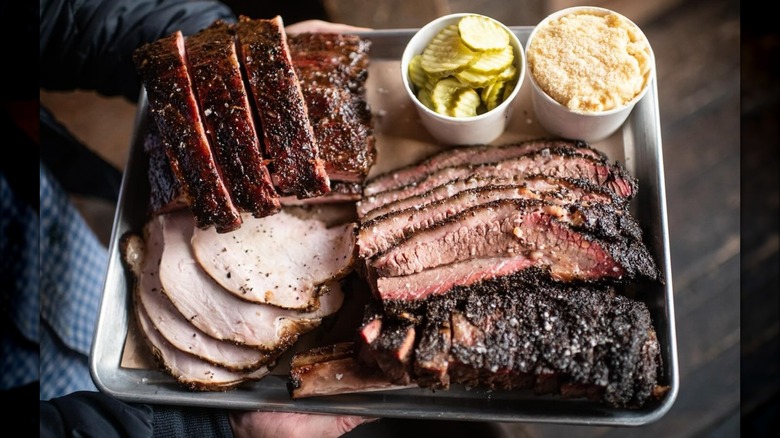 BBQ pork ribs on tray