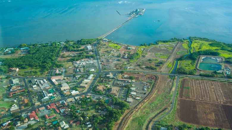 Molokai, Hawaii, town and ocean