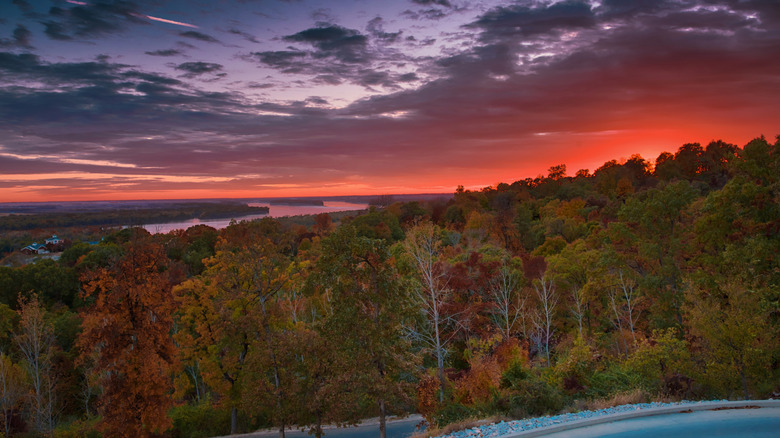 View from a winery at sunset in Grafton, Illinois