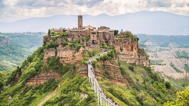 View of Civita di Bagnoregio in Italy from afar