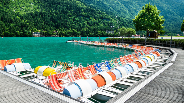 paddleboat rentals on Lake Molveno in Italy