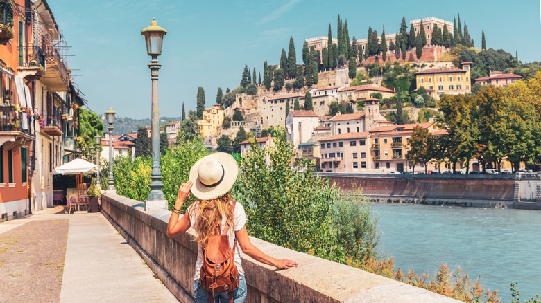 Woman walking in Verona