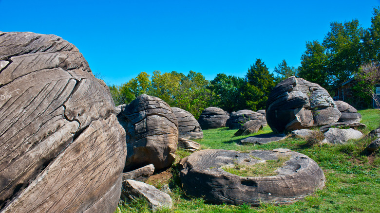 Strange boulders at Rock City Park in Kansas