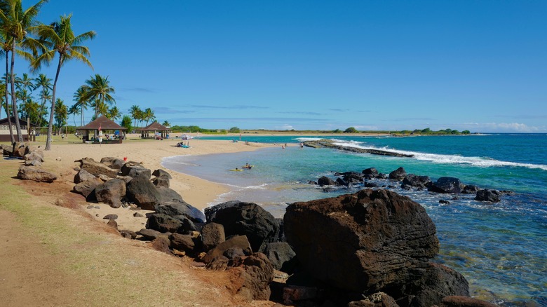 View of lava rocks on Salt Pond Beach Park