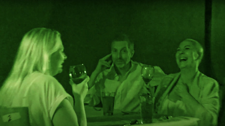 Diners seen through night vision goggles at Blackout in Las Vegas