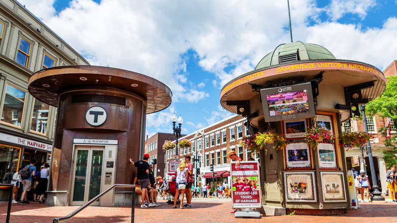 Harvard Square and subway entrance