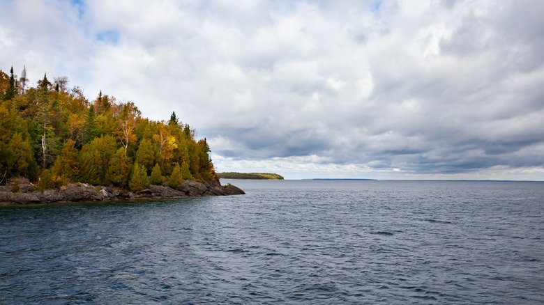 tree-lined coast Lake Huron