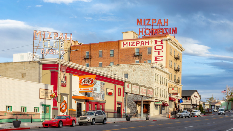 Outside of the Mizpah Hotel in Tonopah, Nevada