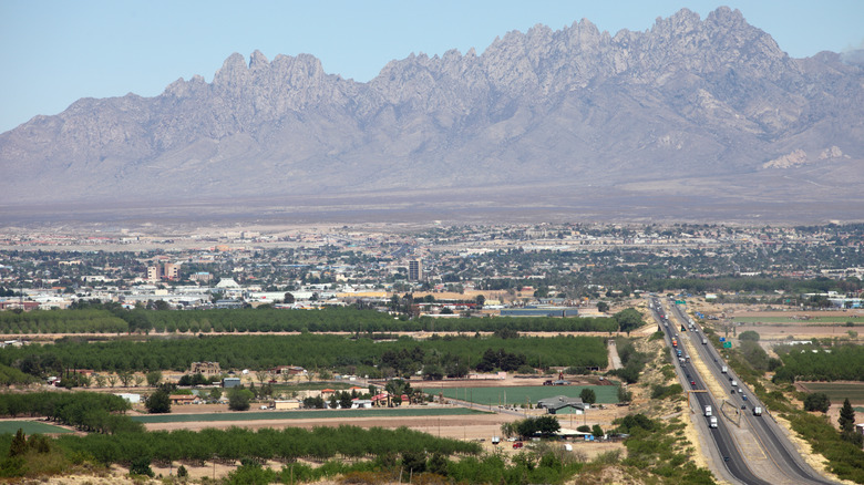 Las Cruces with mountains in the background