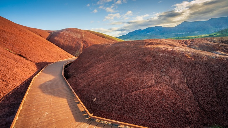 A boardwalk trail at the Painted Hills in Oregon