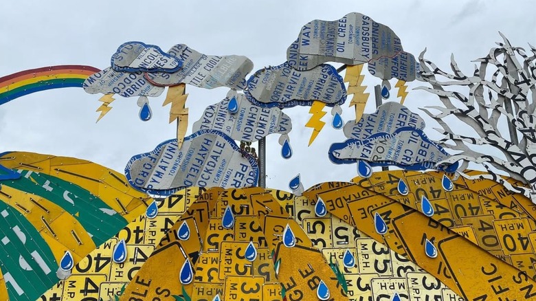 Street sign artwork at PennDOT'S Road Sign Sculpture Garden