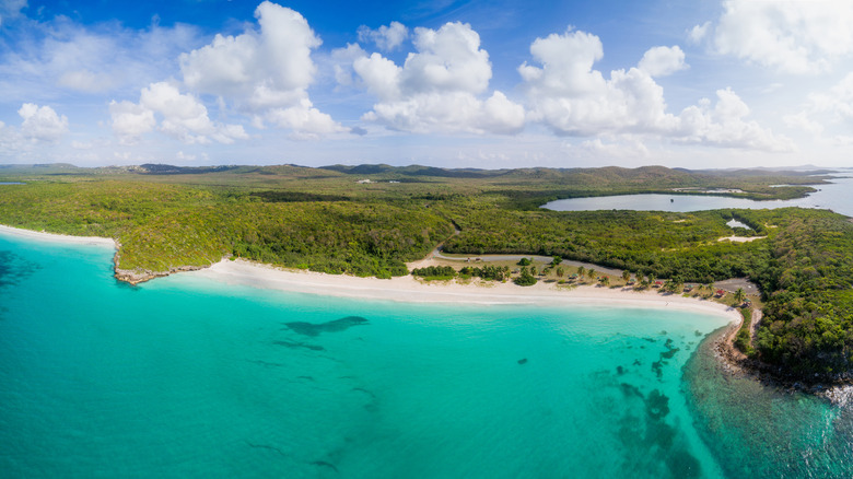 Aerial view of Playa Caracas, near Playuela, in Vieques, Puerto Rico