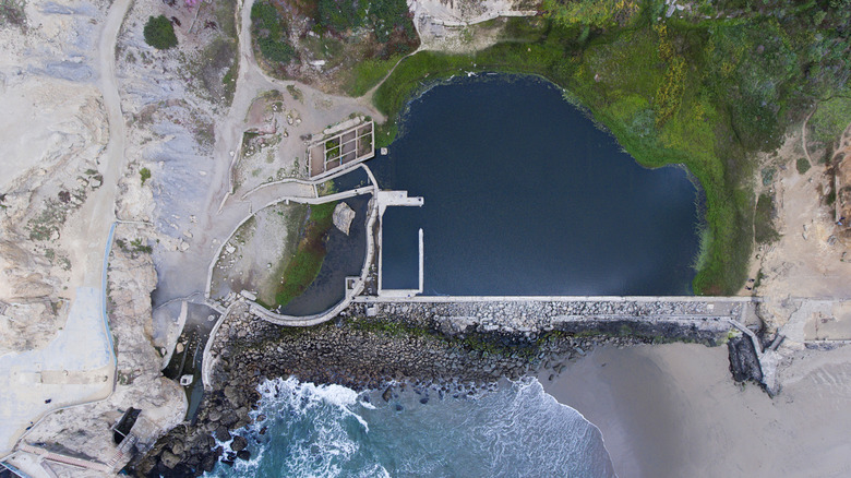 The Sutro Bath Ruins in San Francisco from a bird's eye view