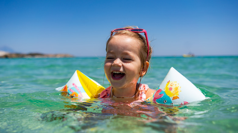 girl swimming mediterranean sea