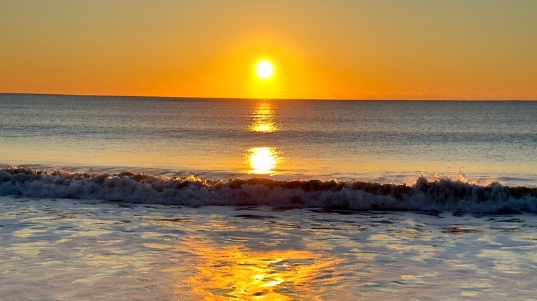 Sunset over ocean landscape at Edisto Beach, South Carolina