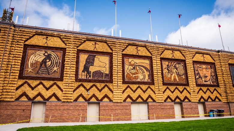 Murals on the outside of the Corn Palace in Mitchell, South Dakota