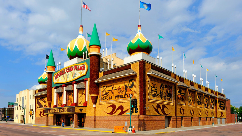 The exterior of the Corn Palace in Mitchell, South Dakota