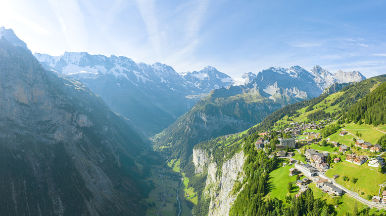 Lauterbrunnen valley and Murren in summer