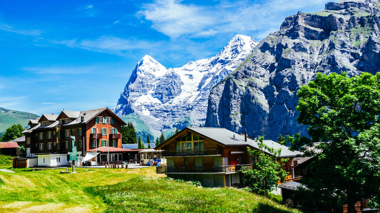 view of murren switzerland resort in summer