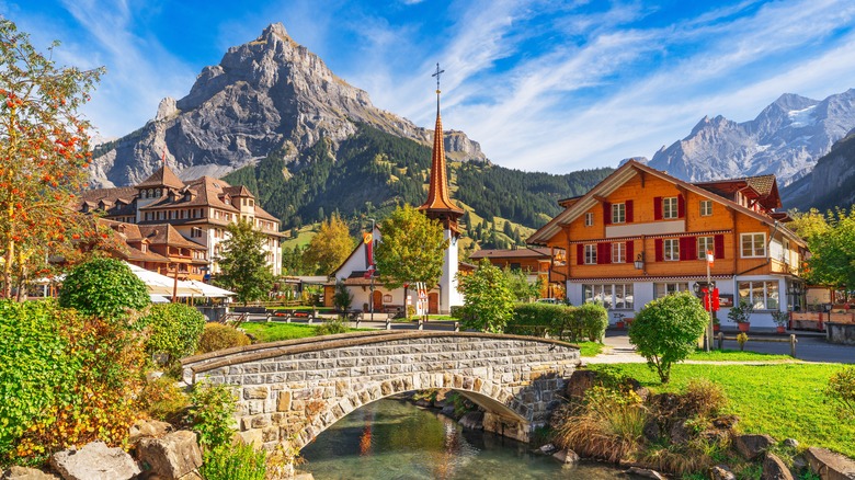 A quaint mountain town in Switzerland