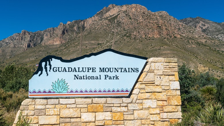 Guadalupe Mountains National Park entrance sign