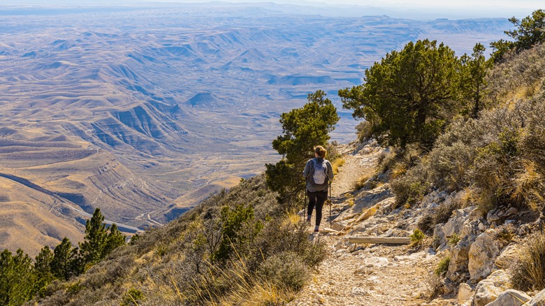 Female hiker on the Guadalupe Peak hike