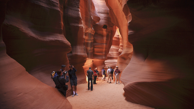 Tourists inside Antelope Canyon