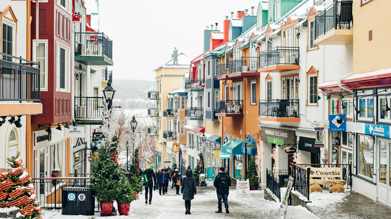 View of the main pedestrian thoroughfare in Mont-Tremblant