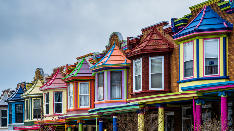 painted ladies row homes in Charles Village, Baltimore