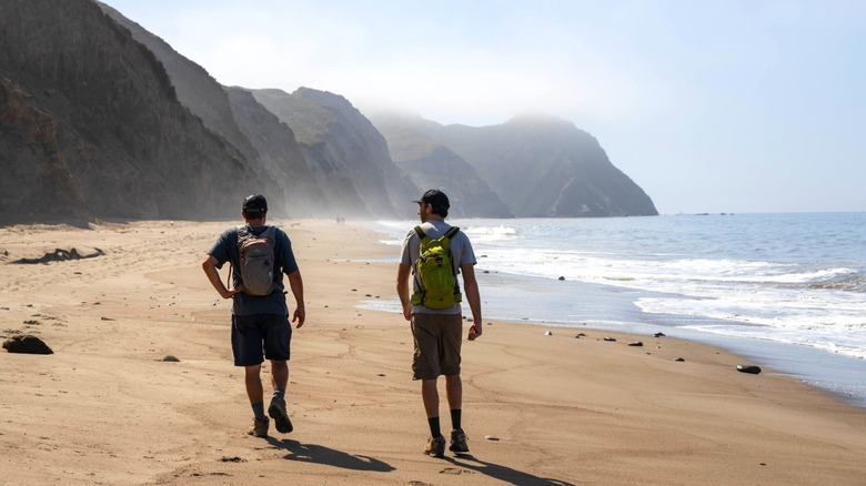 Hikers walking on Wildcat Beach in California