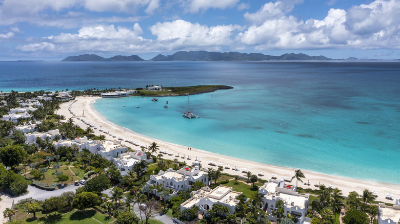 White-sand beach with aquamarine waters