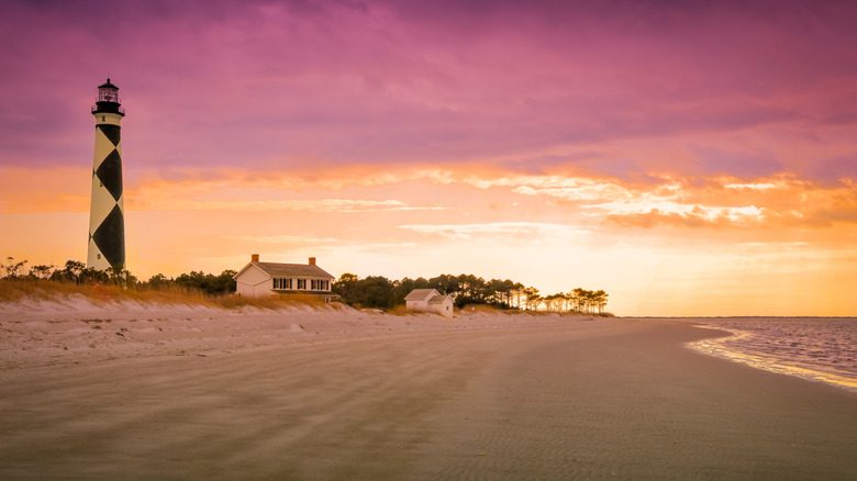 Cape Lookout National Seashore beach and lighthouse near Beaufort, NC