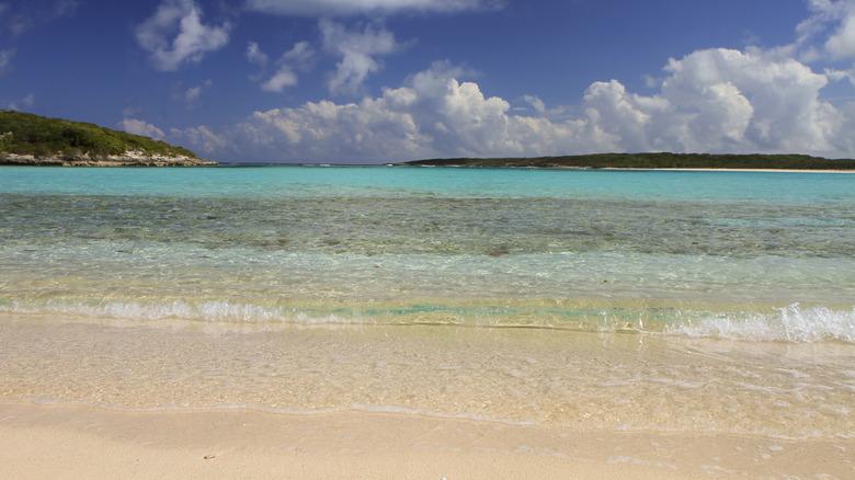 White sand beach near Dean's Blue Hole Long Island