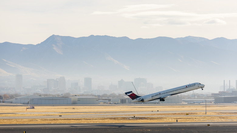 Plane departing Salt Lake City International Airport