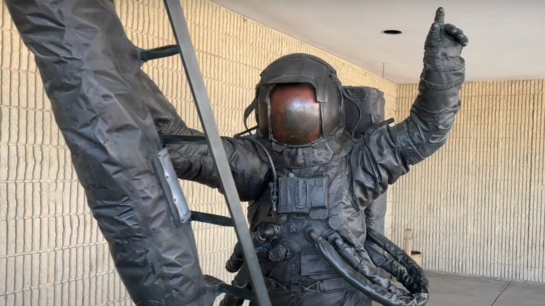 Metal astronaut statue outside the Cosmosphere