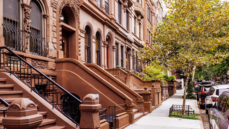 Brownstone residential buildings in New York City's Upper West Side