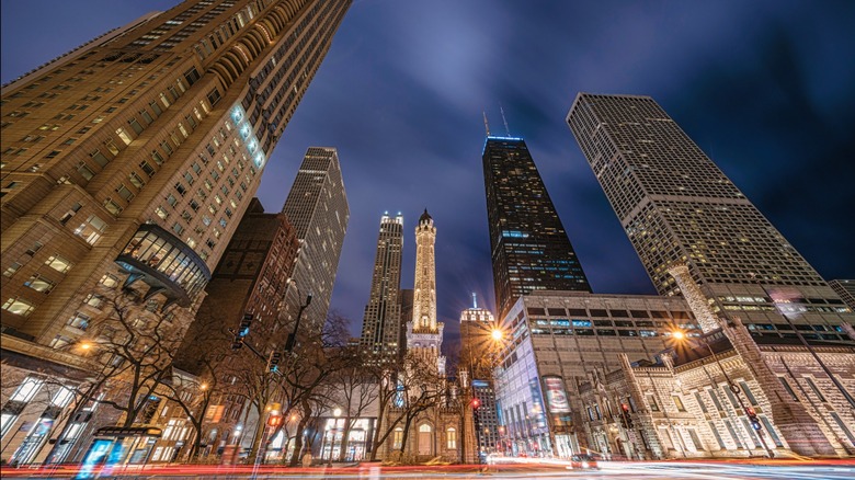 A view of the grand buildings on 'The Magnificent Mile' in Chicago