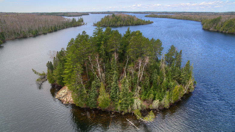 An aerial view of Bear Head Lake State Park