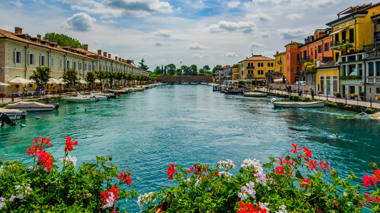 Canals of Peschiera del Garda on Lake Garda, Italy