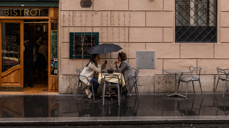 two women at italian cafe 