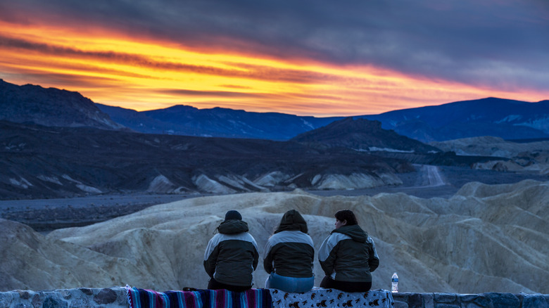 People watching the sunrise at Zabriskie Point, Death Valley, California