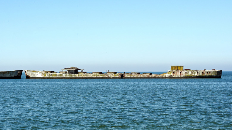 One of the concrete ships off the coast of Kiptopeke fishing pier