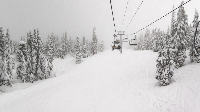 Chair lift at Timberline during the winter