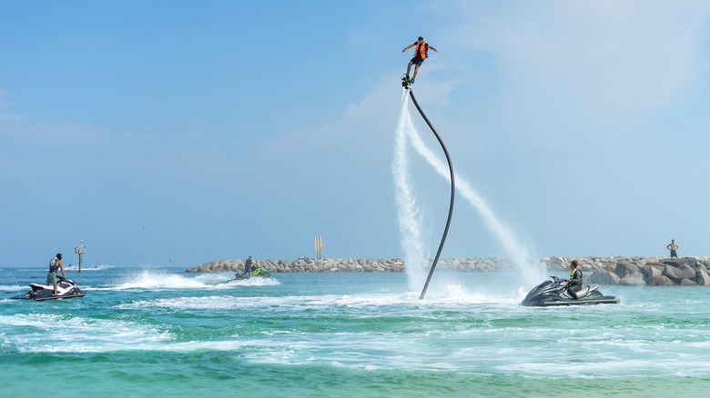 Man on a flyboard over the ocean