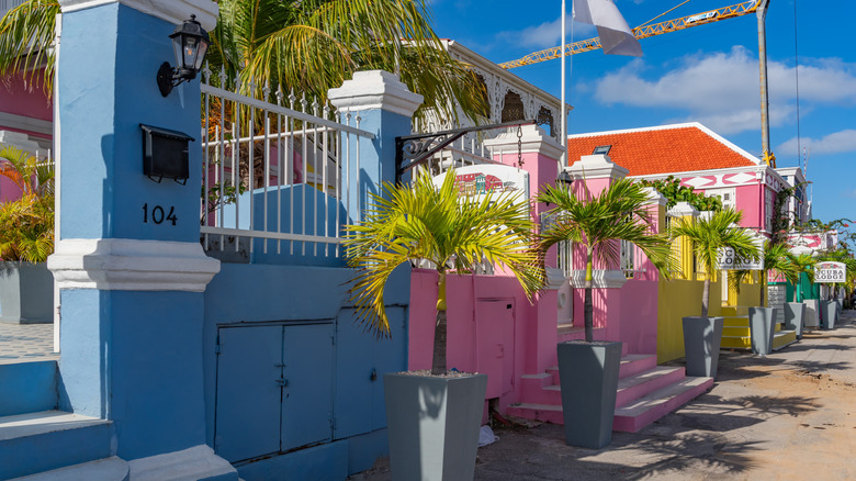 Colorful fencing and plants in Pietermaai, Curacao